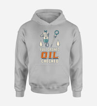 Thumbnail for SIGNAL 481 - Fuel Drained Oil Checked design on light gray hoodie single side