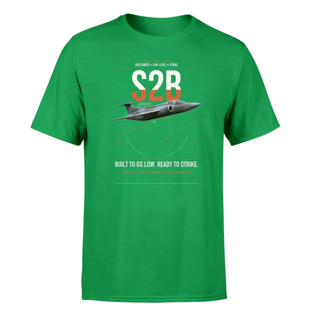 Blackburn Buccaneer S2B design on green t-shirt, single-side print