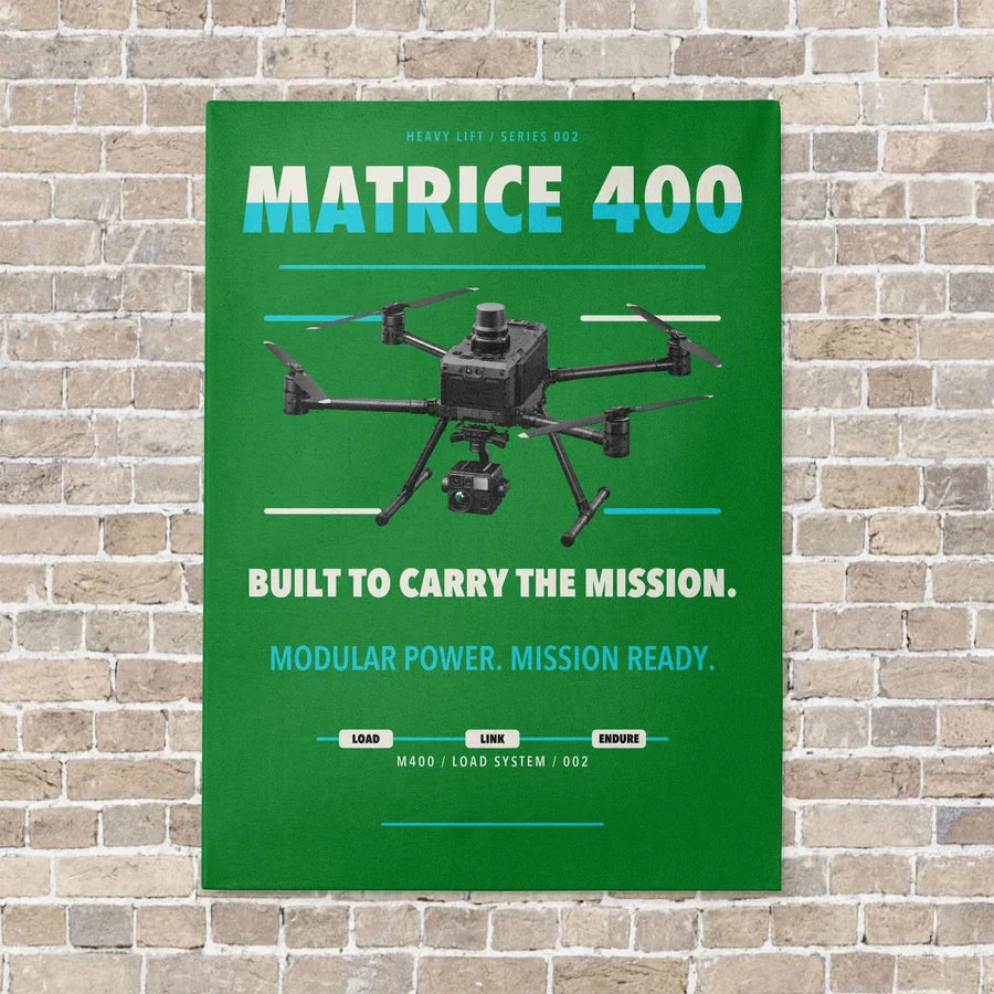 DJI Matrice 400 vertical canvas print - no frame - green background