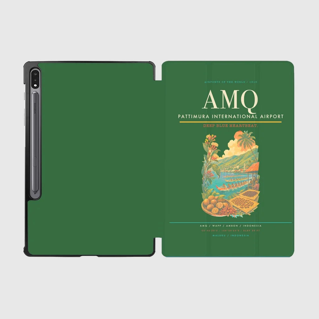 Pattimura International Airport (AMQ) design on green samsung tablet tablet case