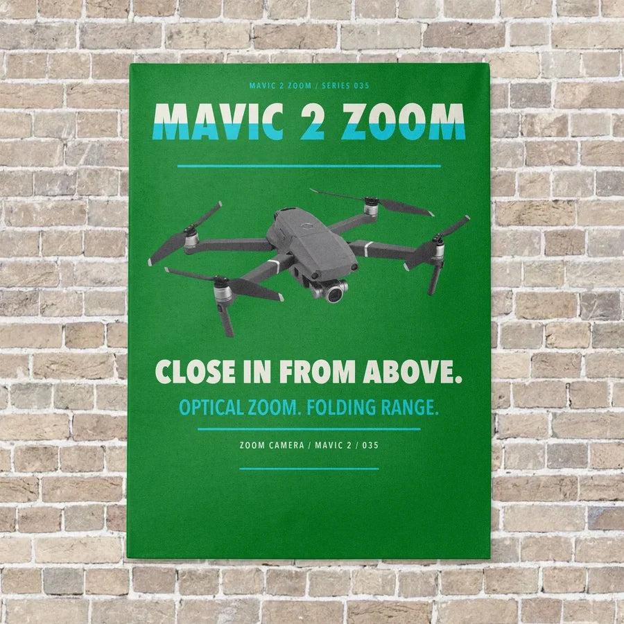 DJI Mavic 2 Zoom vertical canvas print - no frame - green background