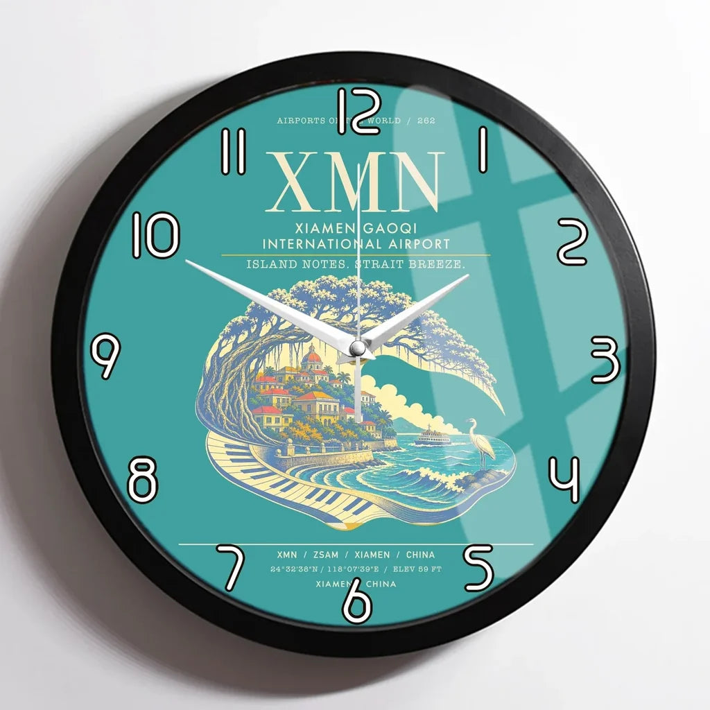 Xiamen Gaoqi International Airport XMN Wall-Clock Framed - Turquoise