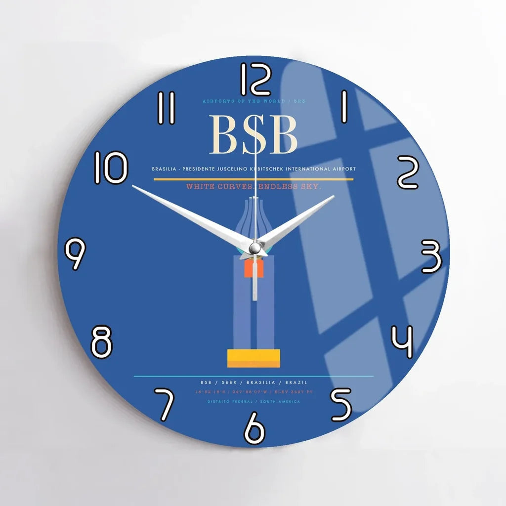 Brasilia - Presidente Juscelino Kubitschek International Airport BSB Wall-Clock No-Frame - Blue