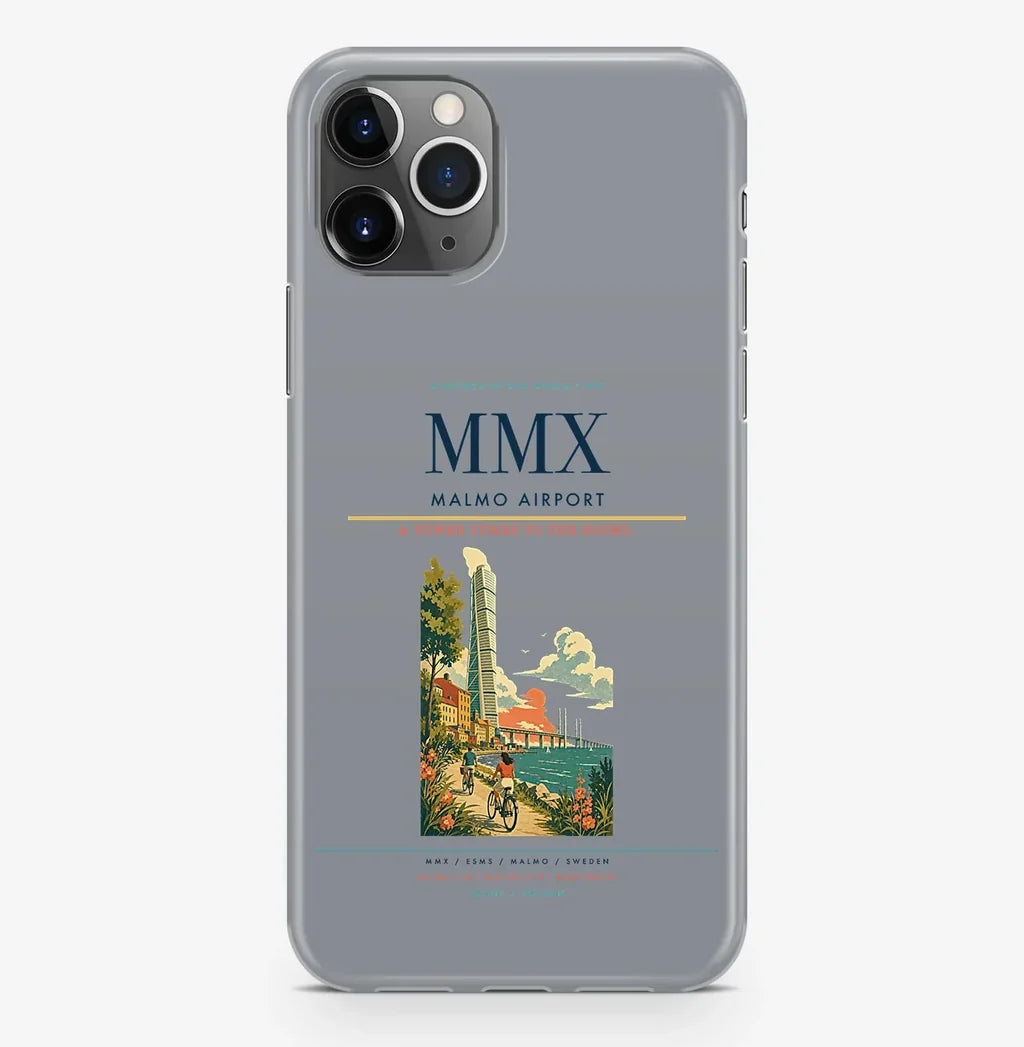 Malmo Airport (MMX) design on gray iPhone 16 Pro MagSafe case