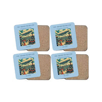 Thumbnail for The Airship Promenade - Designed Coasters design on light blue 4-pieces-set