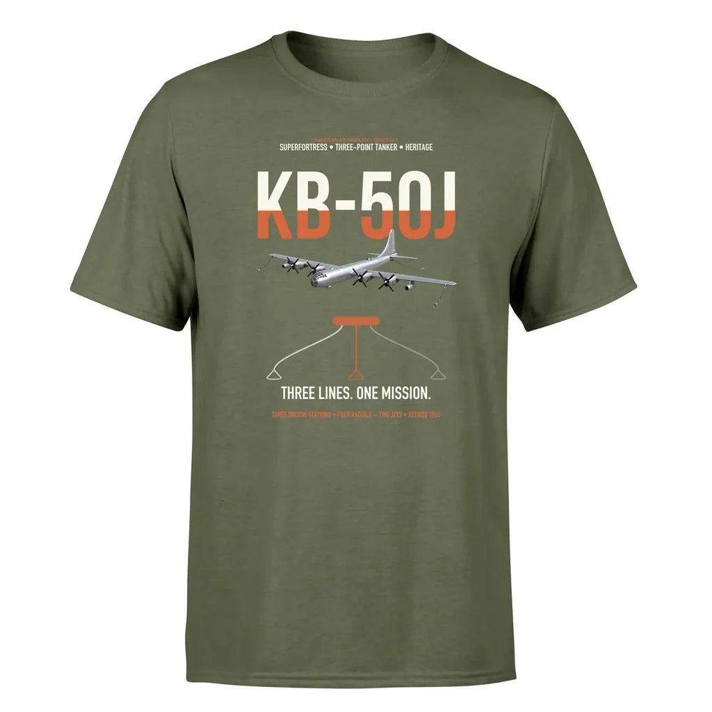 KB-50J Superfortress design on green army double-side t-shirt, single-side print