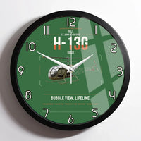 Thumbnail for Bell H-13G Sioux design on green framed wall clock
