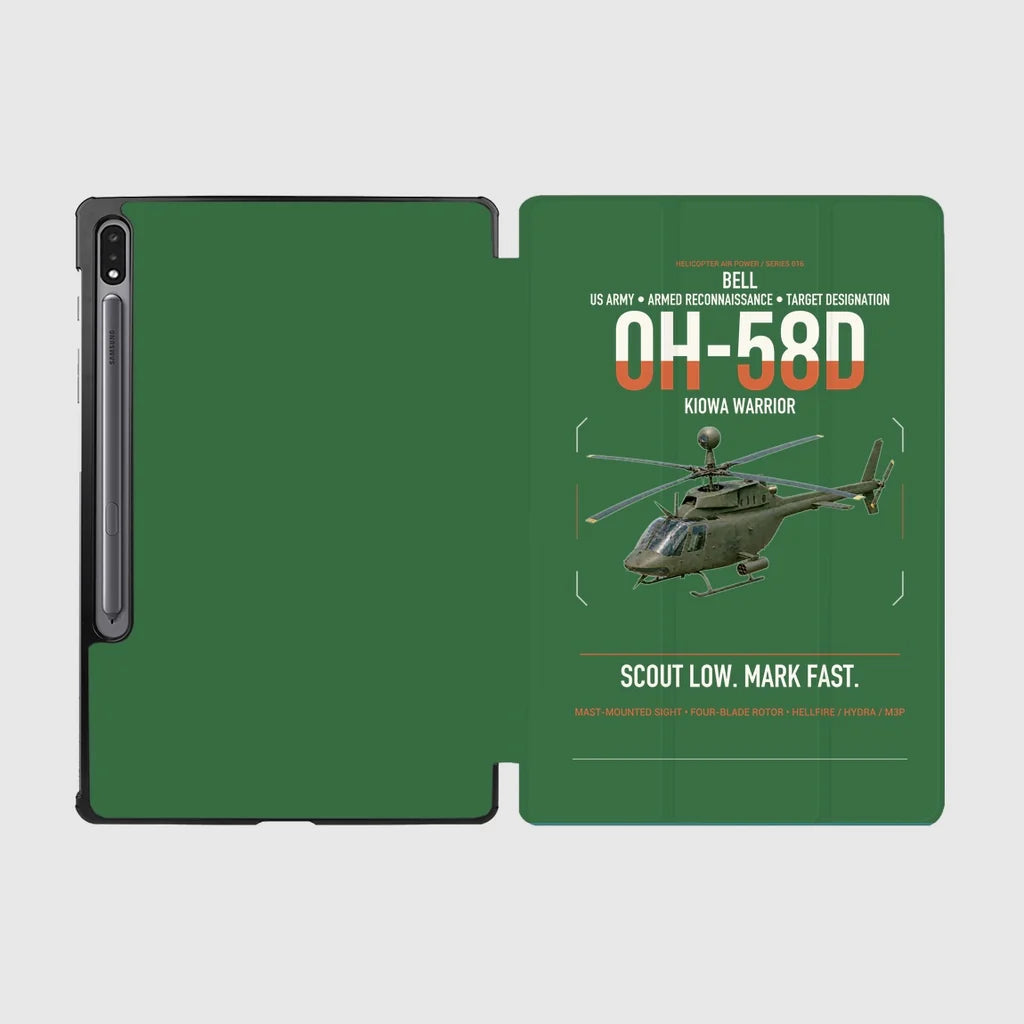 Bell OH-58D Kiowa Warrior design on green samsung tablet tablet case