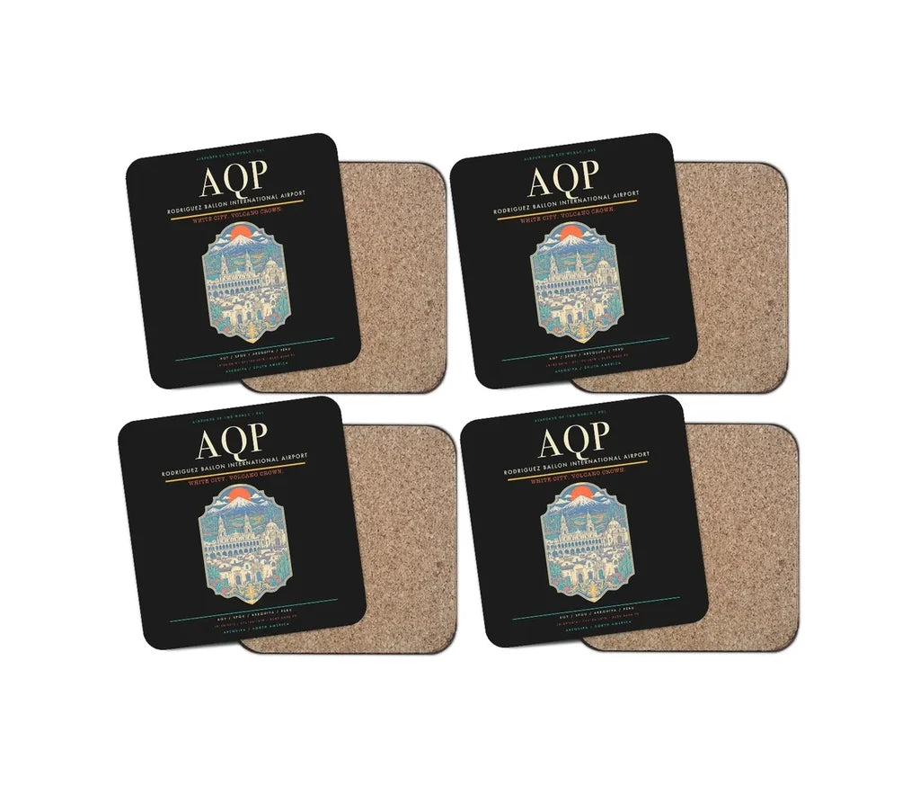 Rodriguez Ballon International Airport AQP Coaster 4-Pieces-Set - Black