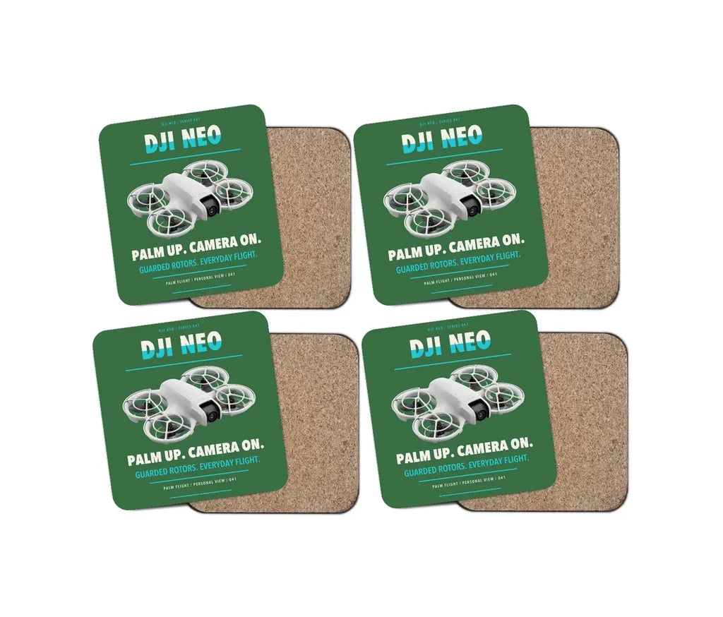 DJI Neo design on green 4 pieces set coaster