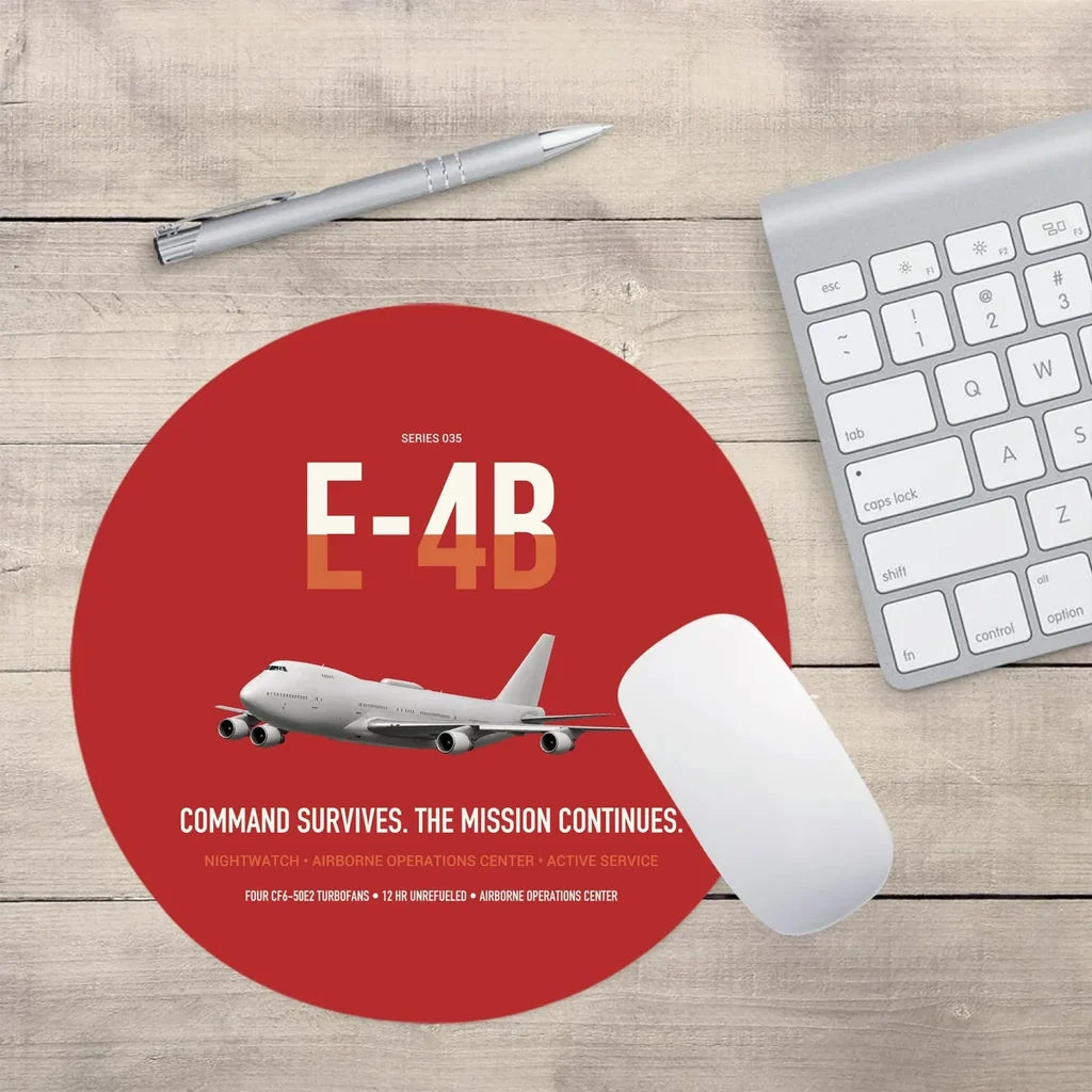 E-4B Nightwatch design on red round mouse pad