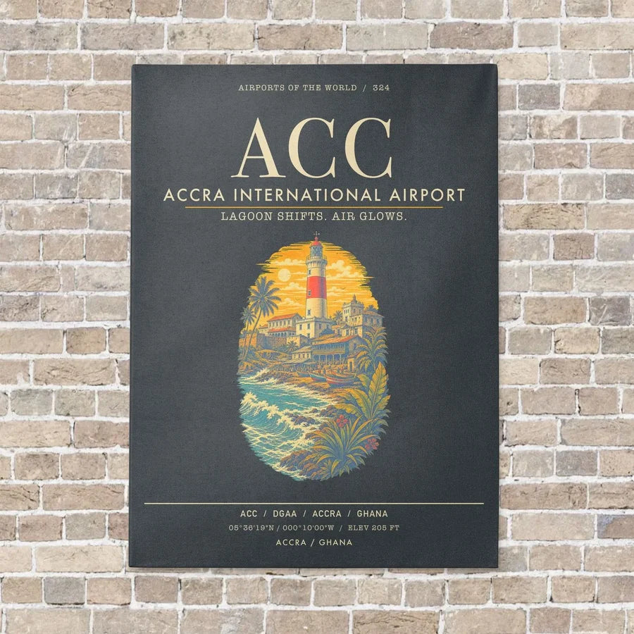 Accra International Airport ACC - Canvas Framed - Gray