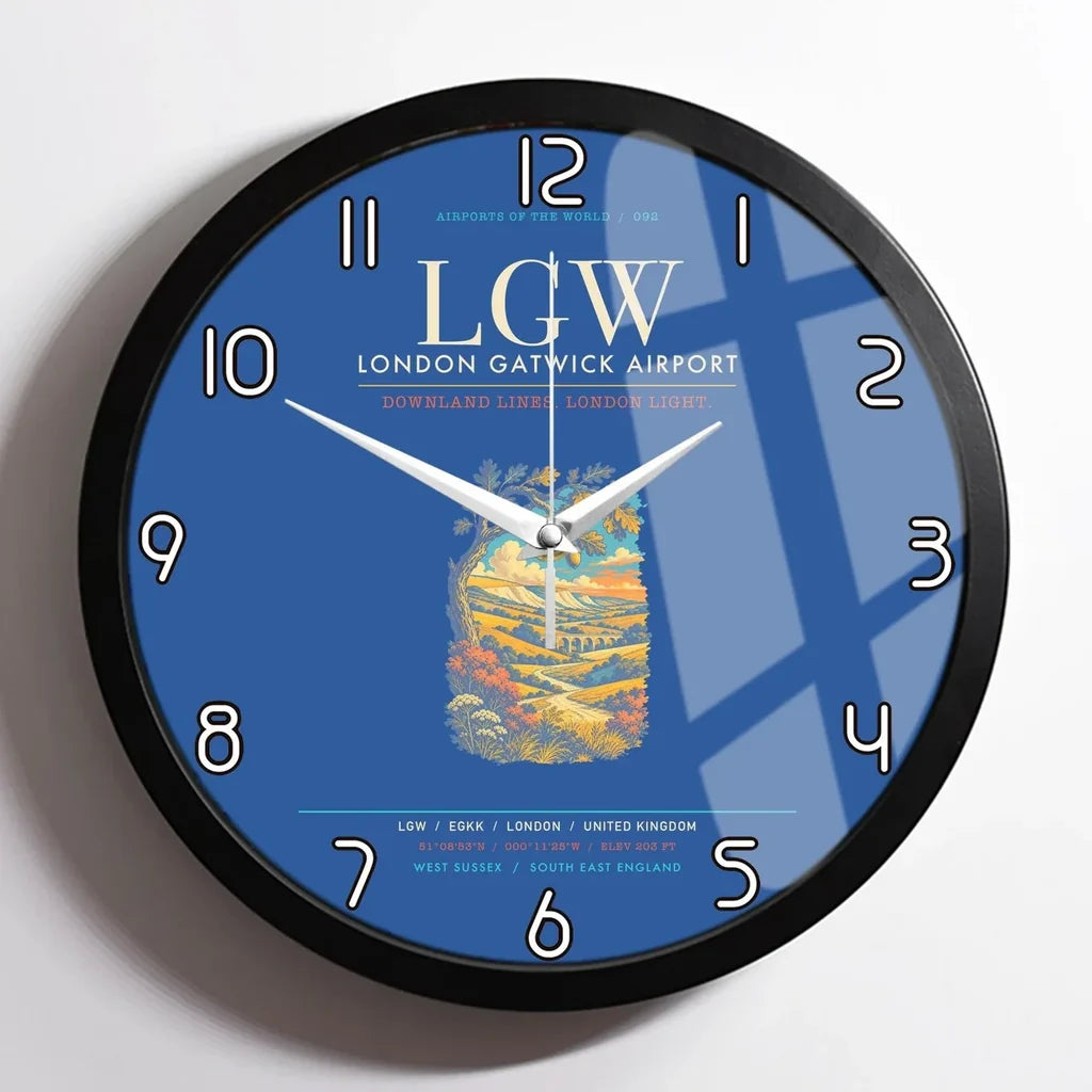 London Gatwick Airport LGW Wall-Clock Framed - Blue