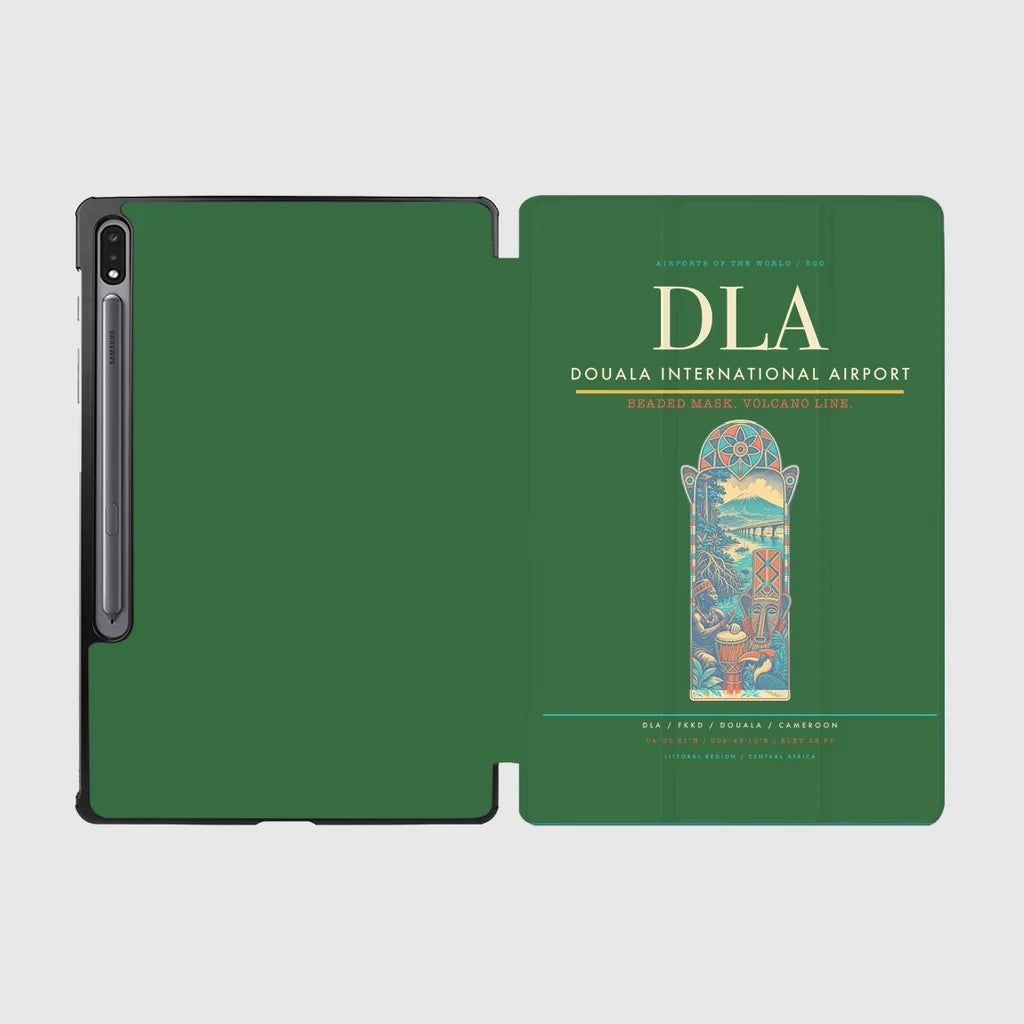 Douala International Airport (DLA) design on green samsung tablet tablet case