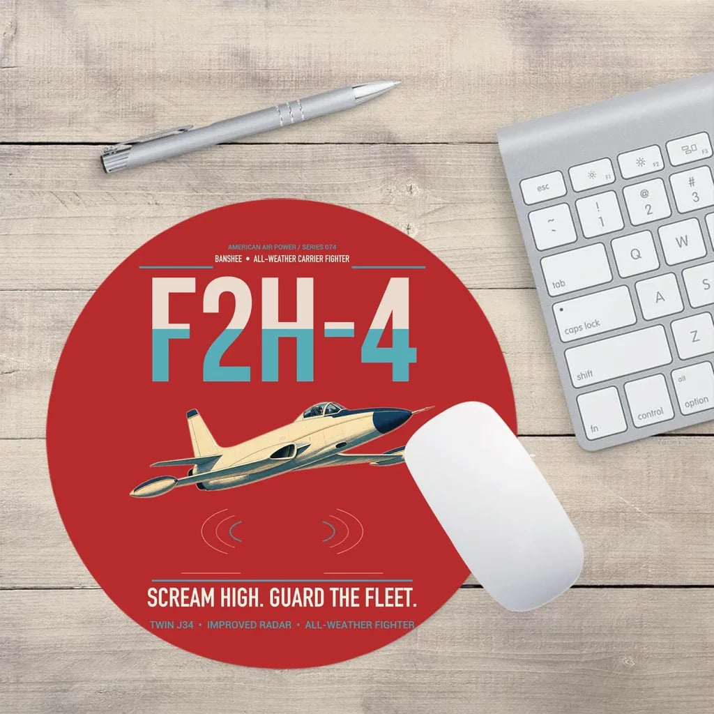 F2H-4 Banshee design on red round mouse pad