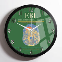 Thumbnail for Erbil International Airport (EBL) design on green framed wall clock