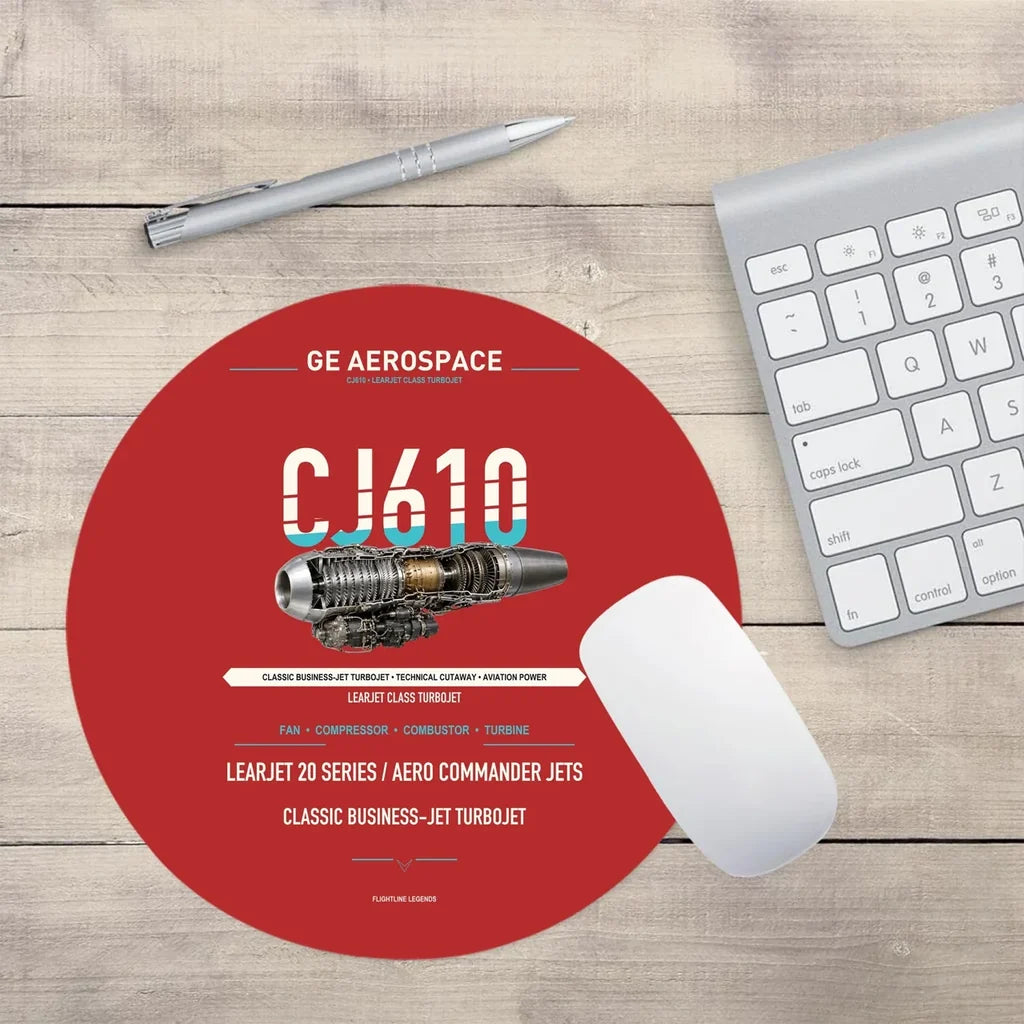 CJ610 design on red round mouse pad