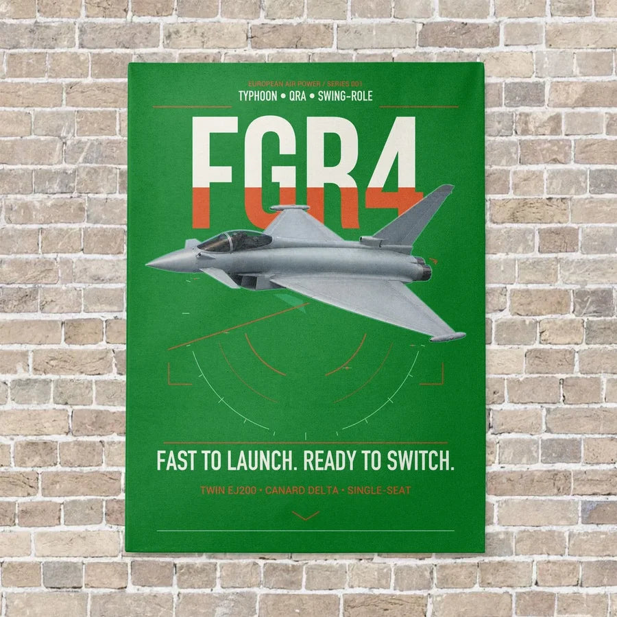 Eurofighter Typhoon FGR4 vertical canvas print - no frame - green background