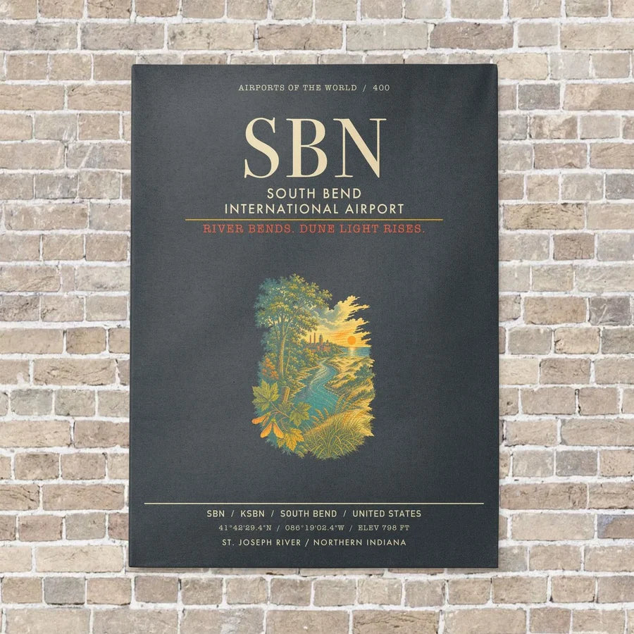 South Bend International Airport SBN - Canvas Framed - Gray