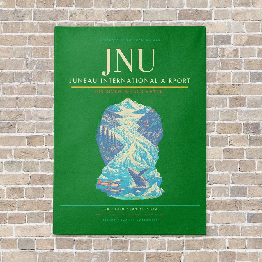 Juneau International Airport JNU vertical canvas print - no frame - green background