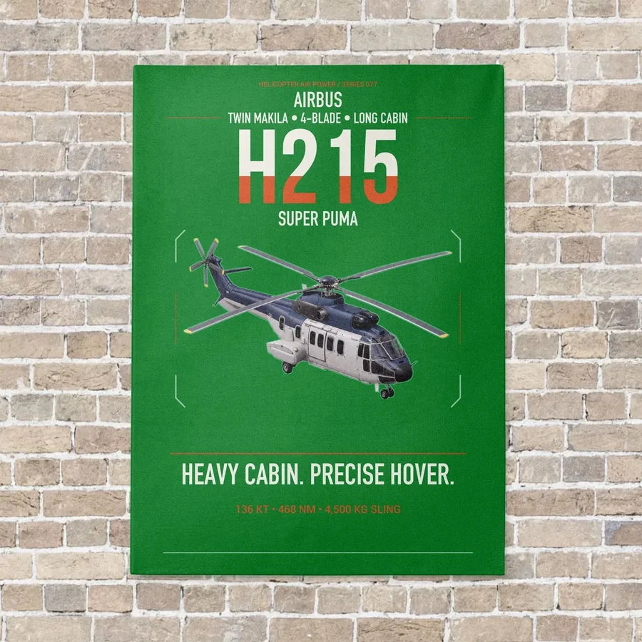 Airbus H215 vertical canvas print - no frame - green background