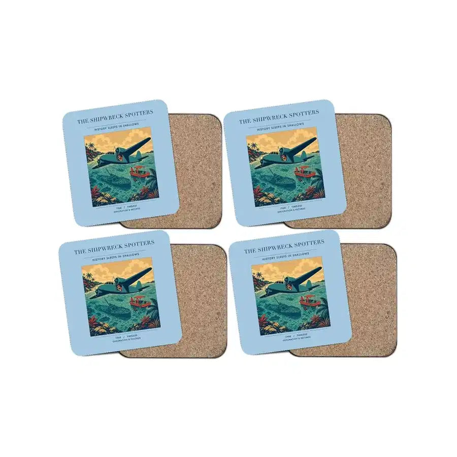 The Shipwreck Spotters - Designed Coasters design on light blue 4-pieces-set