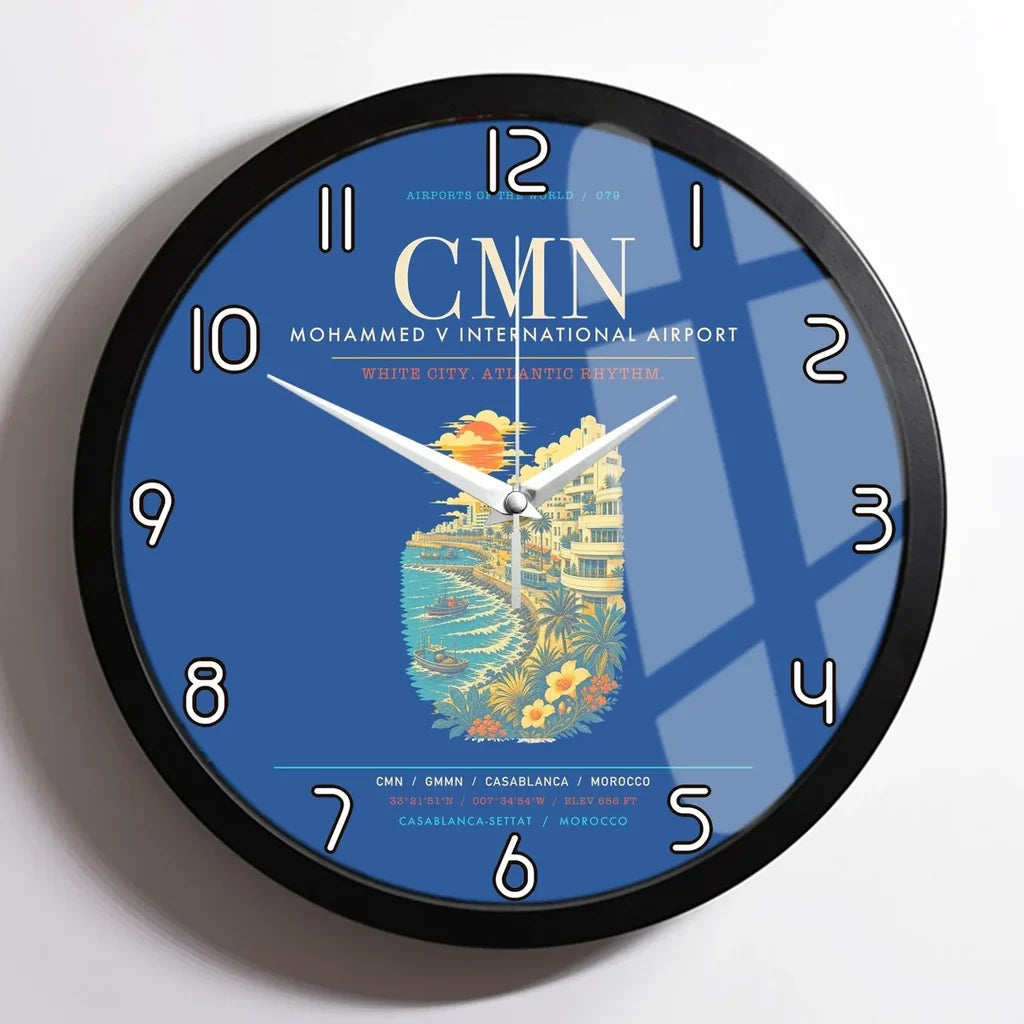 Casablanca Mohammed V International Airport CMN Wall-Clock Framed - Blue