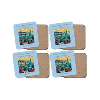 Thumbnail for The Glacier Lagoon Touch - Designed Coasters design on light blue 4-pieces-set