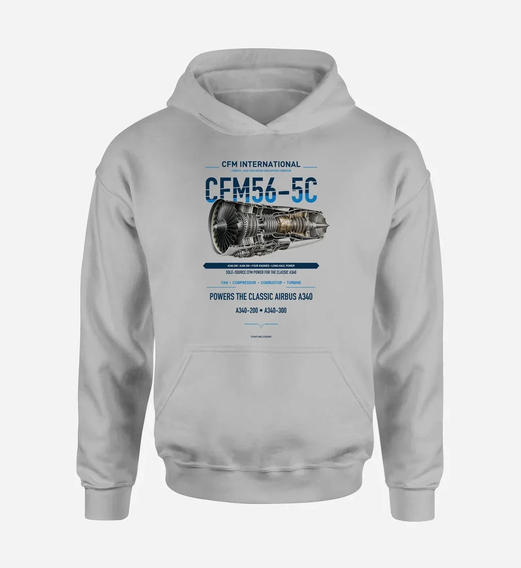 CFM56-5C design on light gray hoodie single side