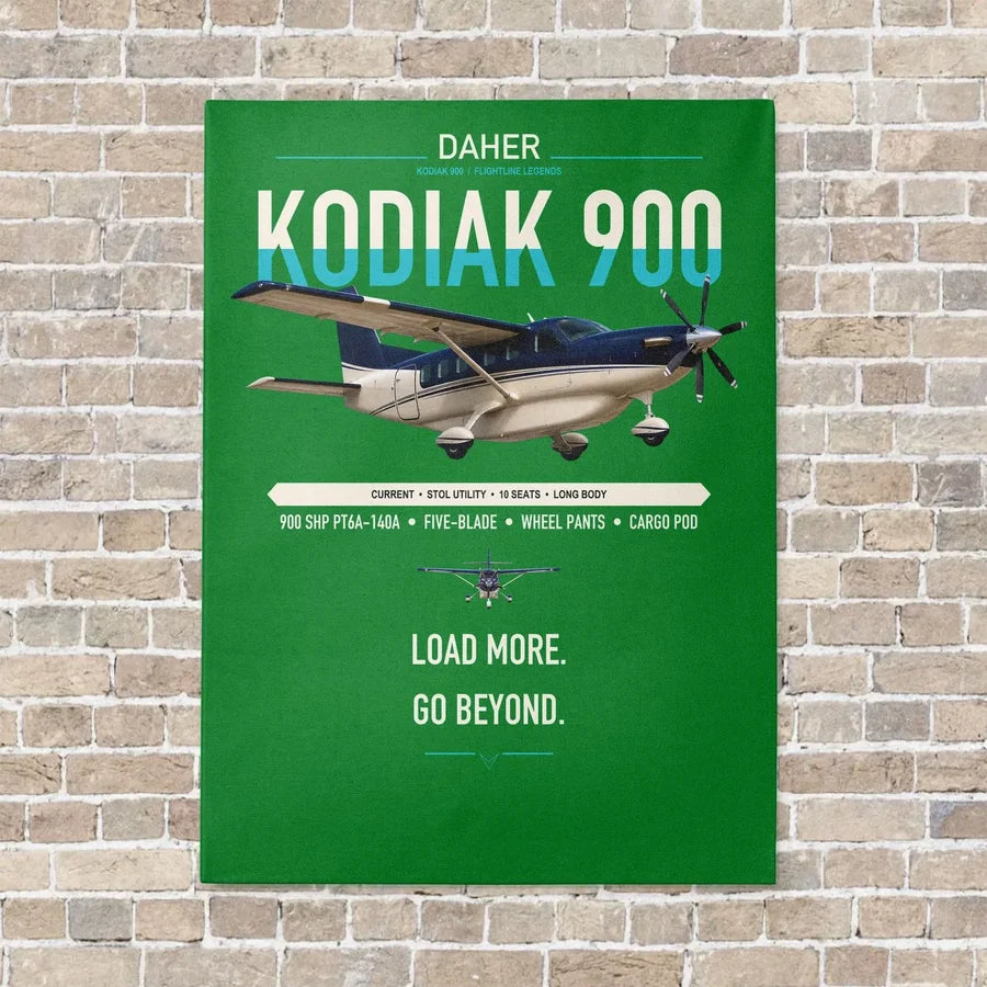 Daher Kodiak 900 vertical canvas print - no frame - green background