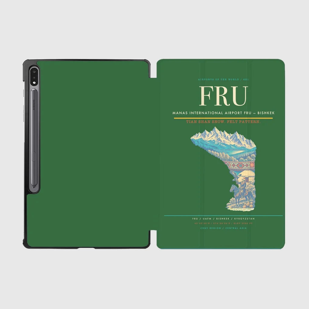 Manas International Airport (FRU) design on green samsung tablet tablet case