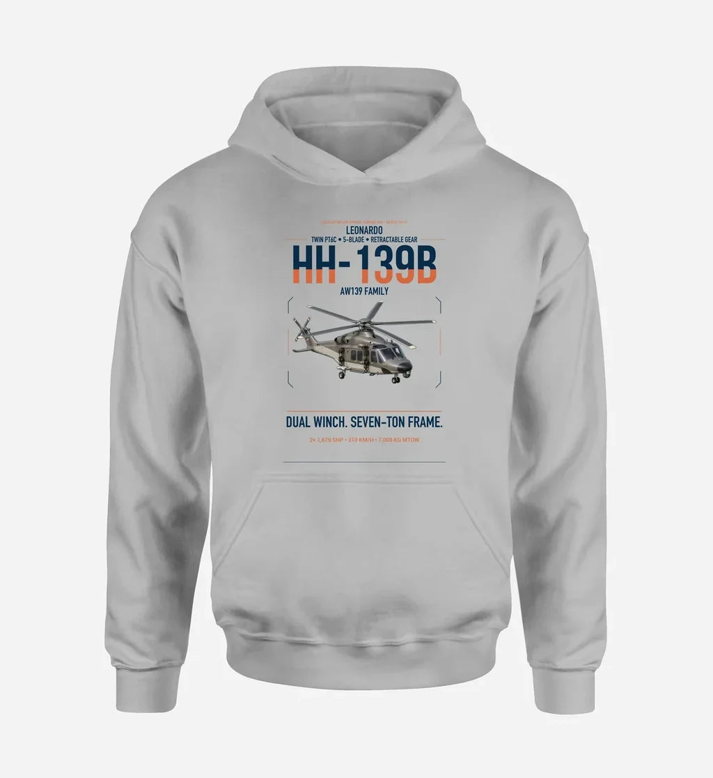 Leonardo HH-139B design on light gray double-side hoodie, single-side print