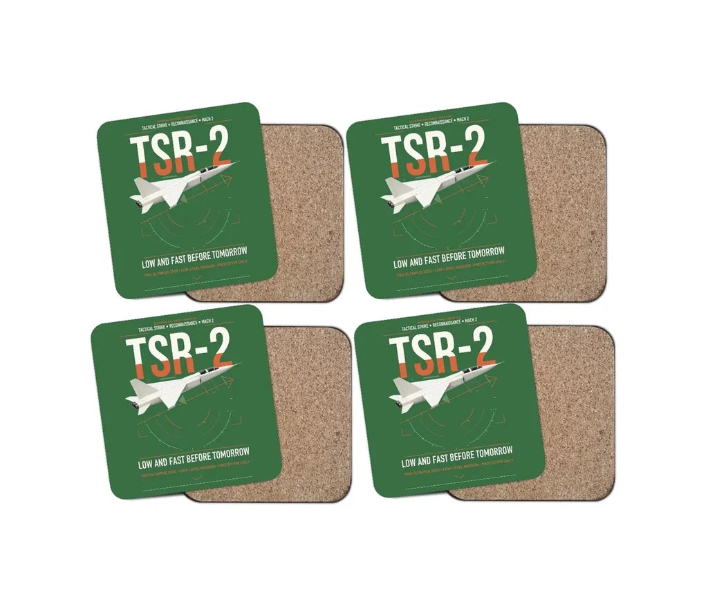 BAC TSR-2 design on green 4 pieces set coaster