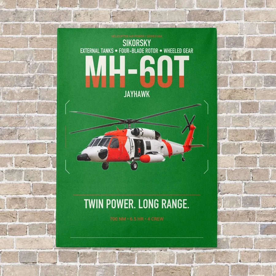 Sikorsky MH-60T Jayhawk vertical canvas print - no frame - green background
