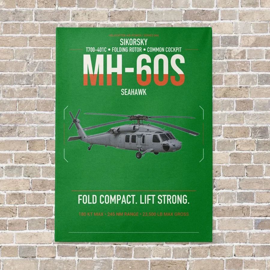 Sikorsky MH-60S Seahawk vertical canvas print - no frame - green background