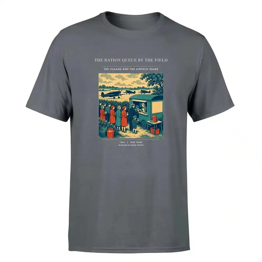 VINTAGE G4522 - The Ration Queue By The Field - Premium T-Shirt design on gray premium t shirt