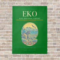 Thumbnail for Elko Regional Airport EKO vertical canvas print - no frame - green background