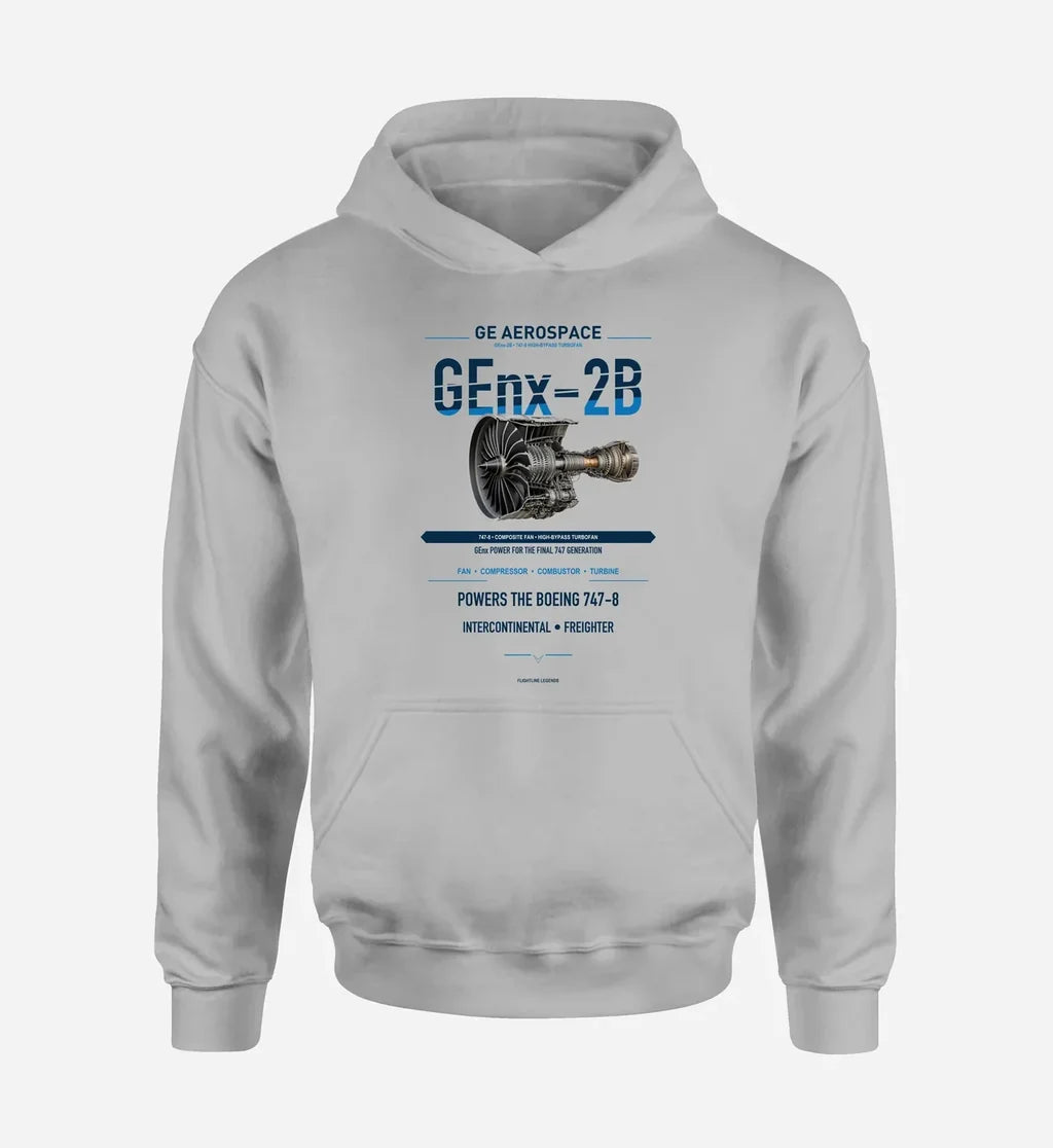GEnx-2B design on light gray hoodie single side