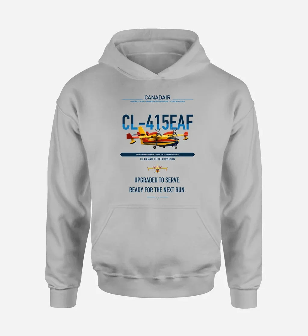 Canadair CL-415EAF design on light gray double-side hoodie, single-side print