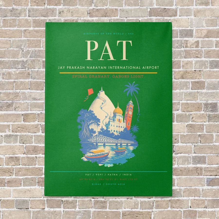 Jay Prakash Narayan International Airport PAT vertical canvas print - no frame - green background