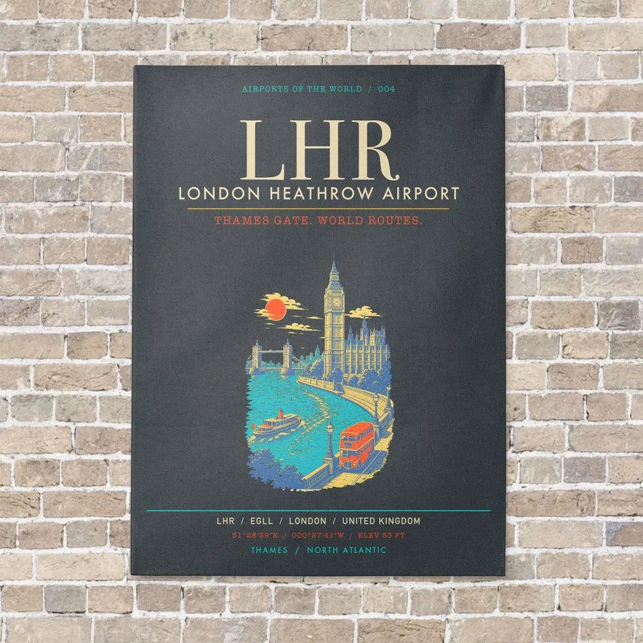 London Heathrow Airport LHR - Canvas Framed - Gray