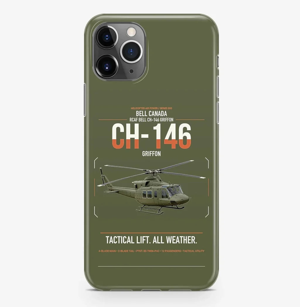 Bell Canada CH-146 Griffon design on green army magsafe iphone case, for iPhone Pro Max