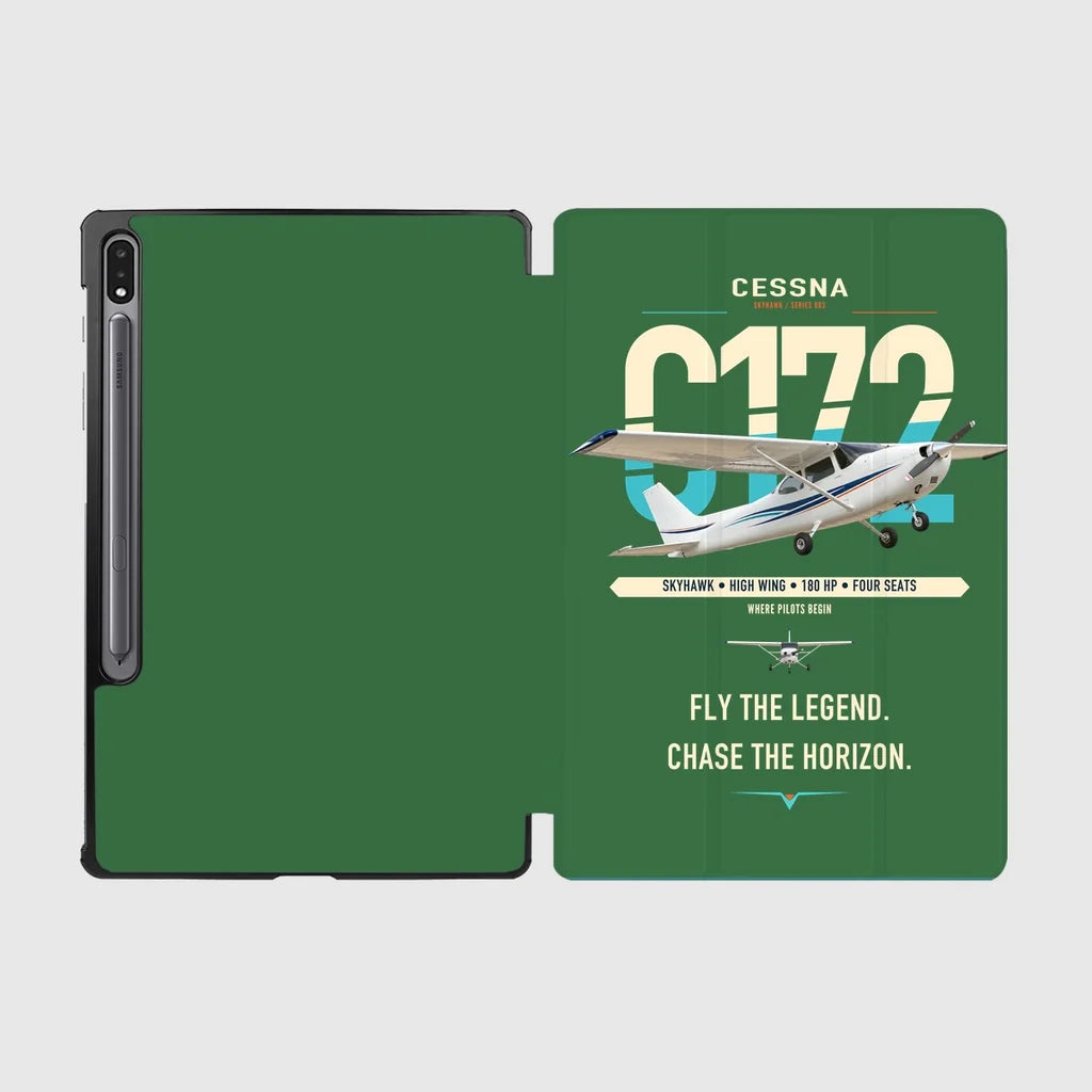 Cessna 172 Skyhawk design on green samsung tablet tablet case