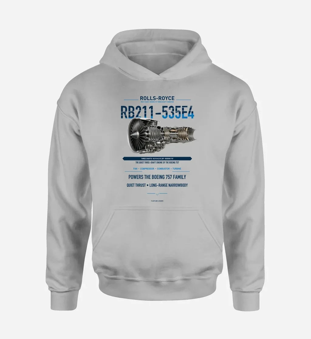 RB211-535E4 design on light gray hoodie single side
