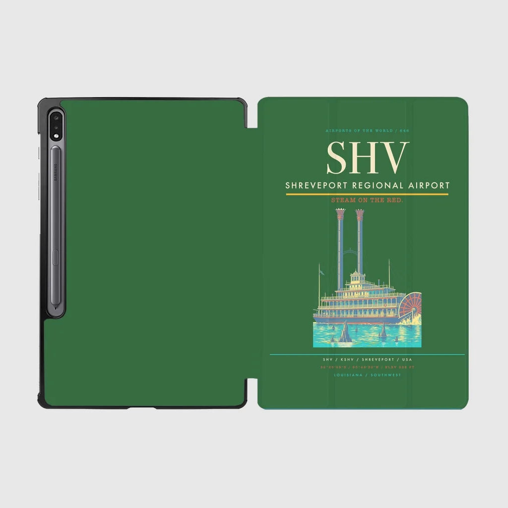 Shreveport Regional Airport (SHV) design on green samsung tablet tablet case