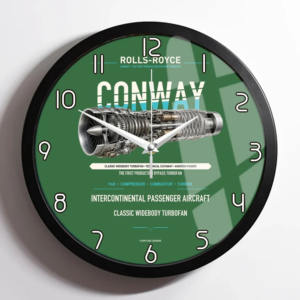 CONWAY design on green framed wall clock