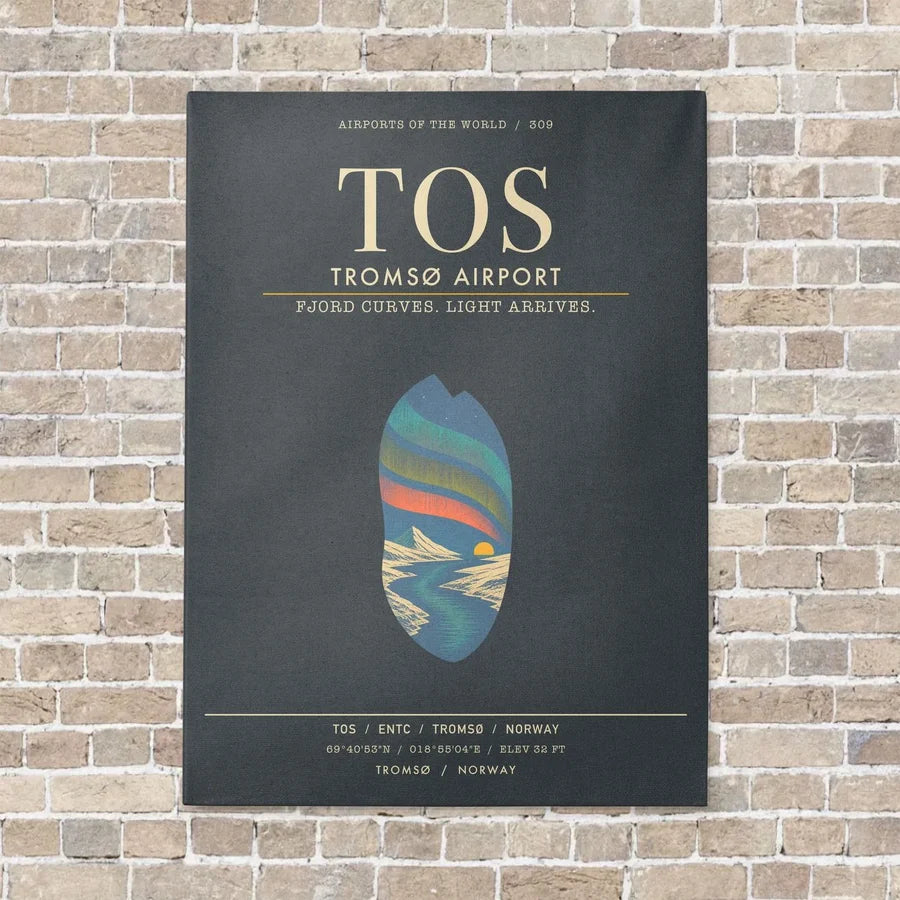 Troms Airport TOS - Canvas Framed - Gray