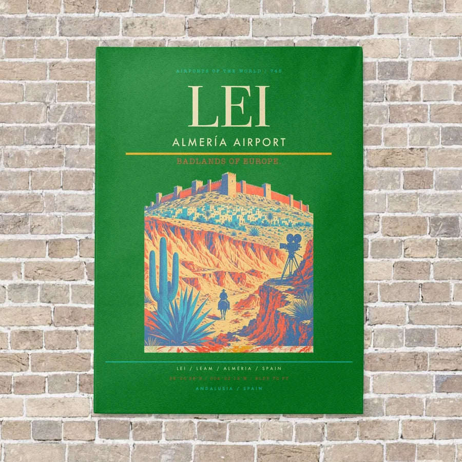 Almería Airport LEI vertical canvas print - no frame - green background