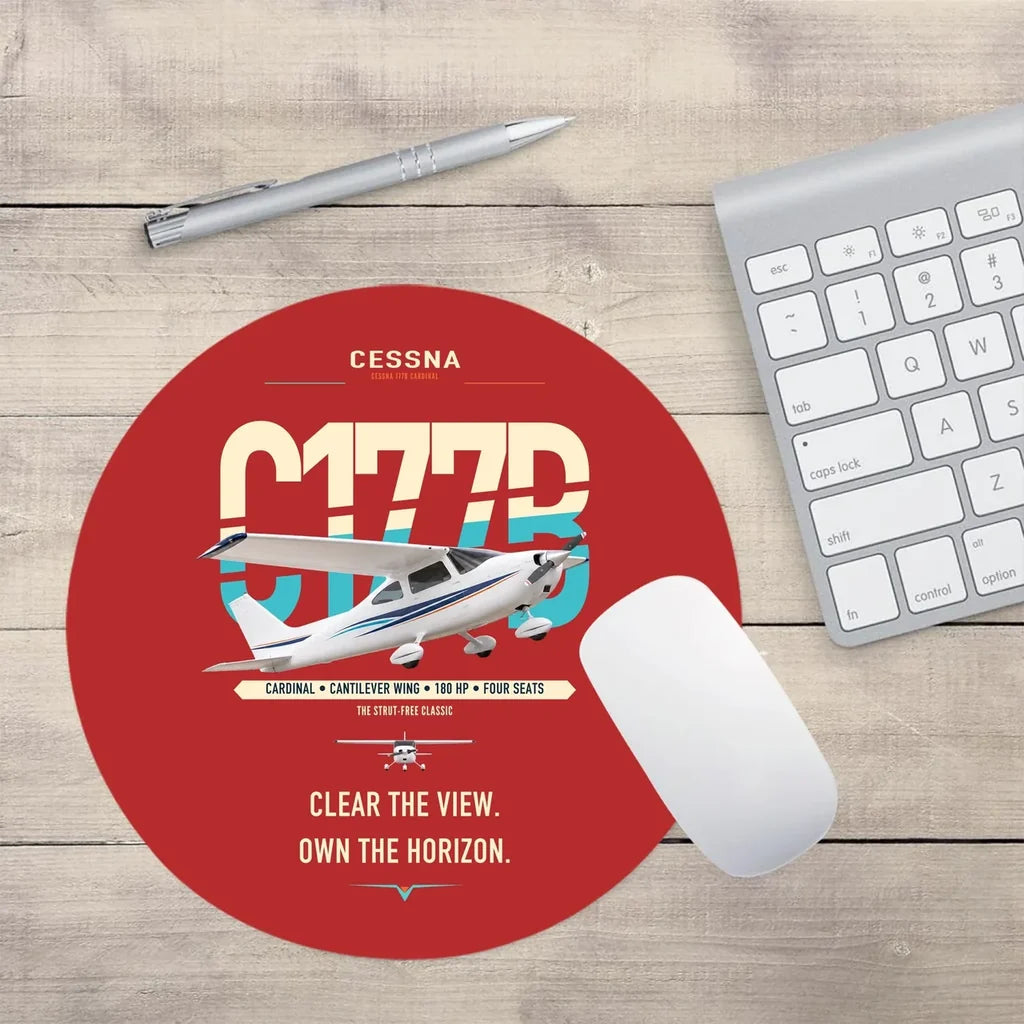 Cessna 177B Cardinal design on red round mouse pad