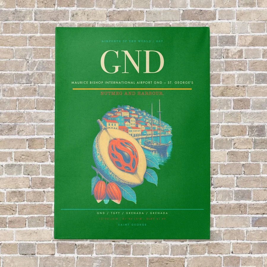 Maurice Bishop International Airport GND — St. George's vertical canvas print - no frame - green background